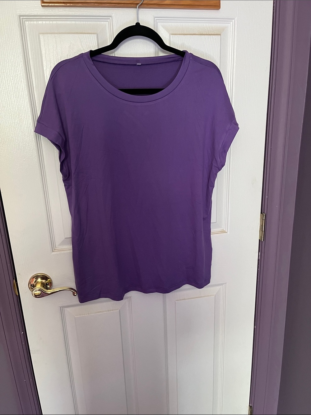 Relaxed Crewneck Short Sleeve Top in Purple